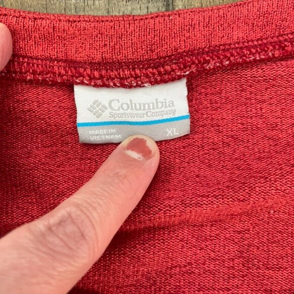 Columbia Long Sleeve Button-Front Knit Top Red Heather Size XL - Picture 4 of 6
